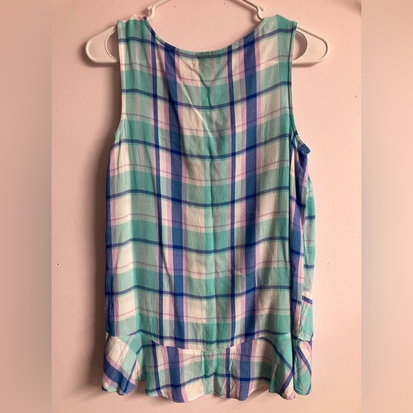 a.n.a. Women’s Sleeveless Top, Small, Blue Plaid - Picture 2 of 4